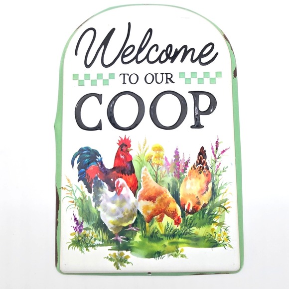 Open Road Brands Metal Sign Home Decor Green Welcome To Our Coop Chicken 11x7.5 - Picture 2 of 6